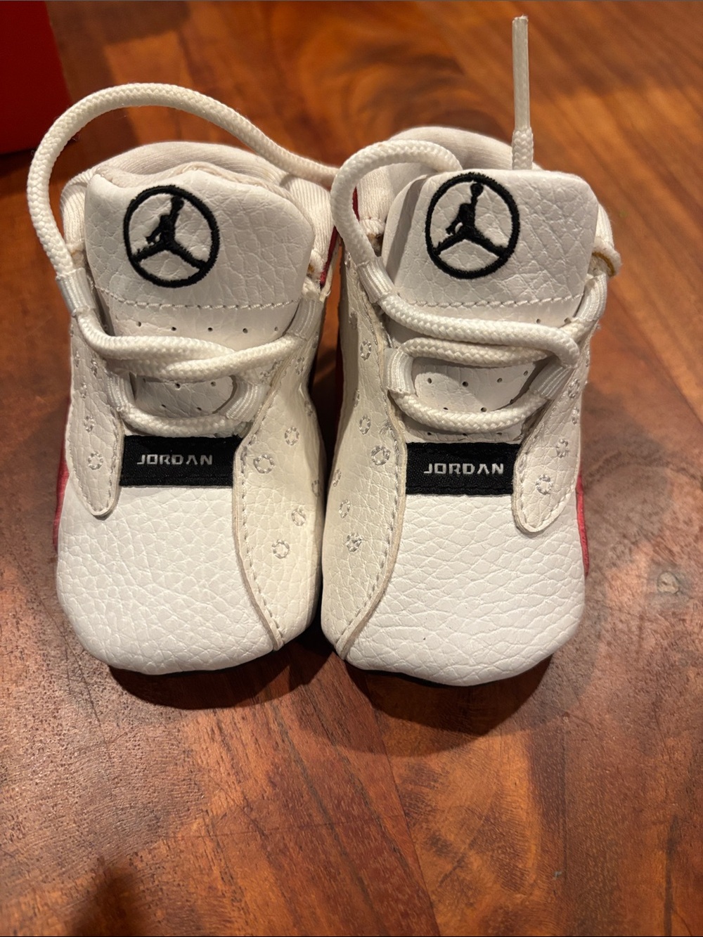 Jordan 13 Baby Shoes - White with Red Accent